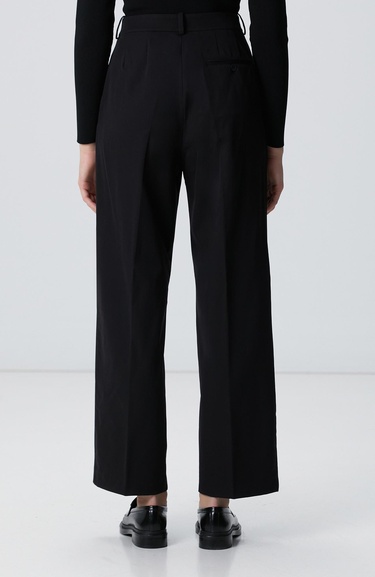  Network Kadın Siyah Geniş Paça Basic Pantolon