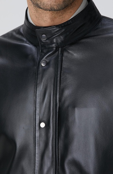  Network Erkek Siyah Çift Taraflı Deri Mont