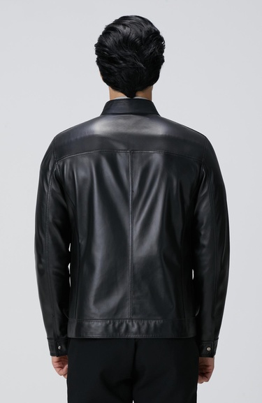  Network Erkek Siyah Çift Taraflı Deri Mont