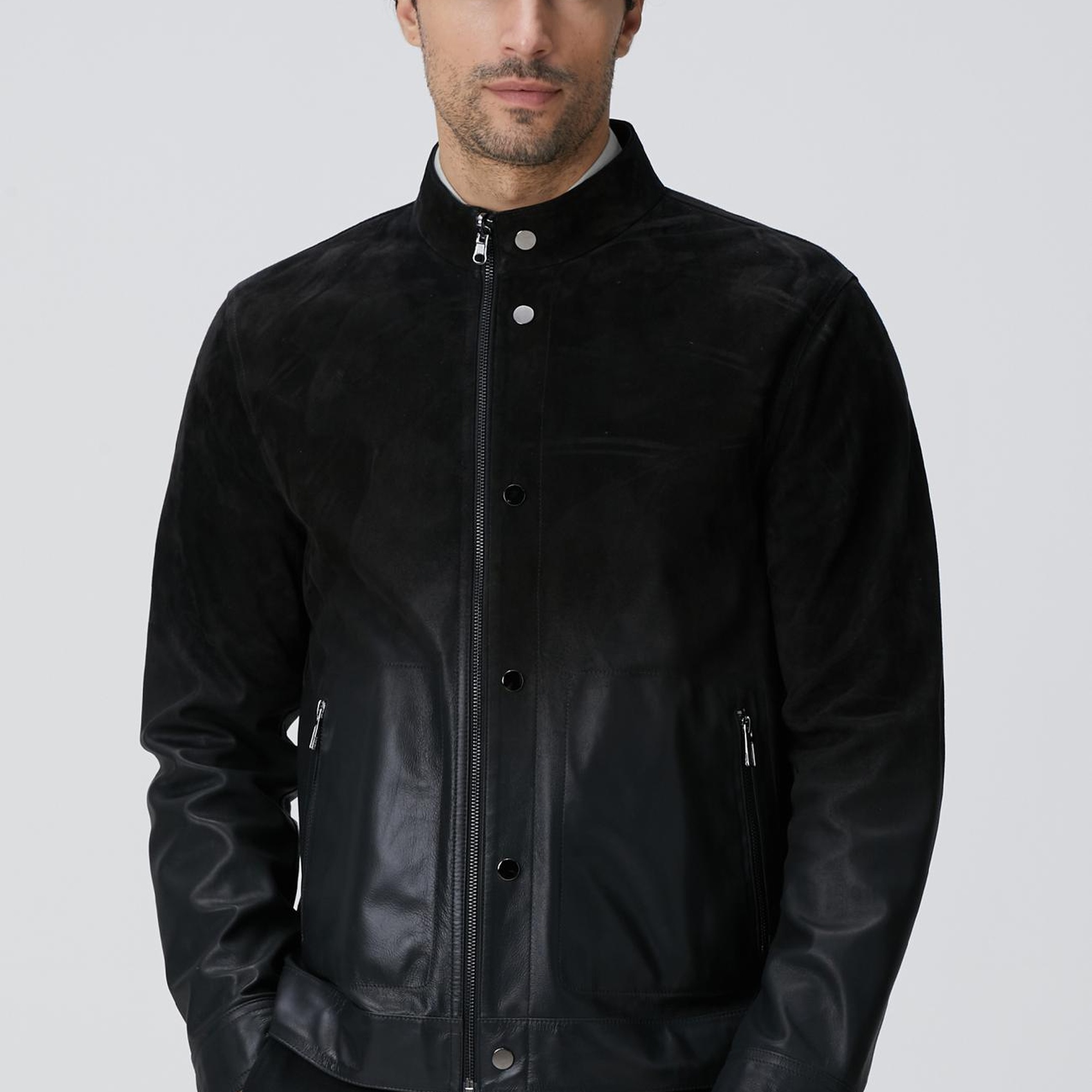 Network Erkek Siyah Çift Taraflı Deri Mont