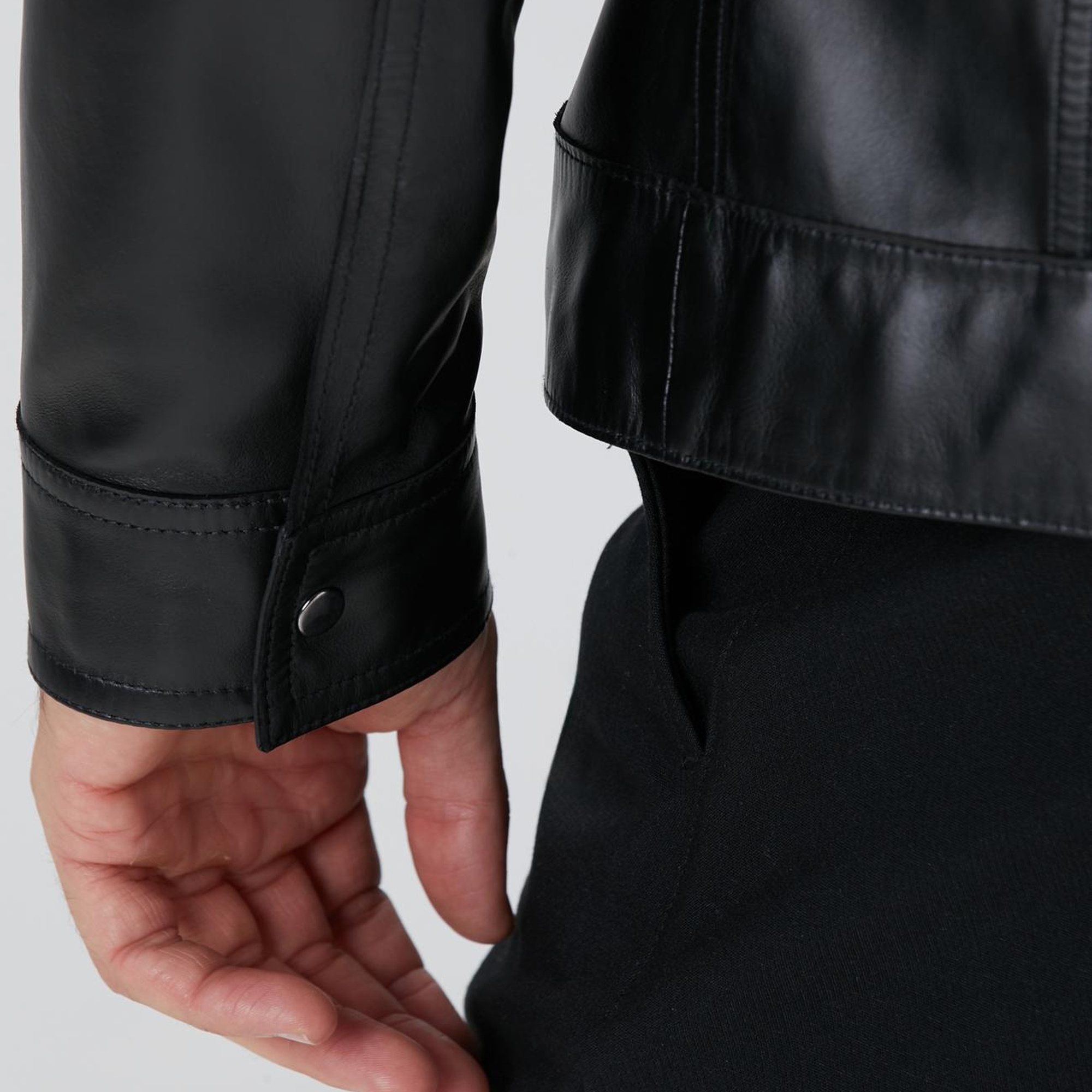 Network Erkek Siyah Çift Taraflı Deri Mont