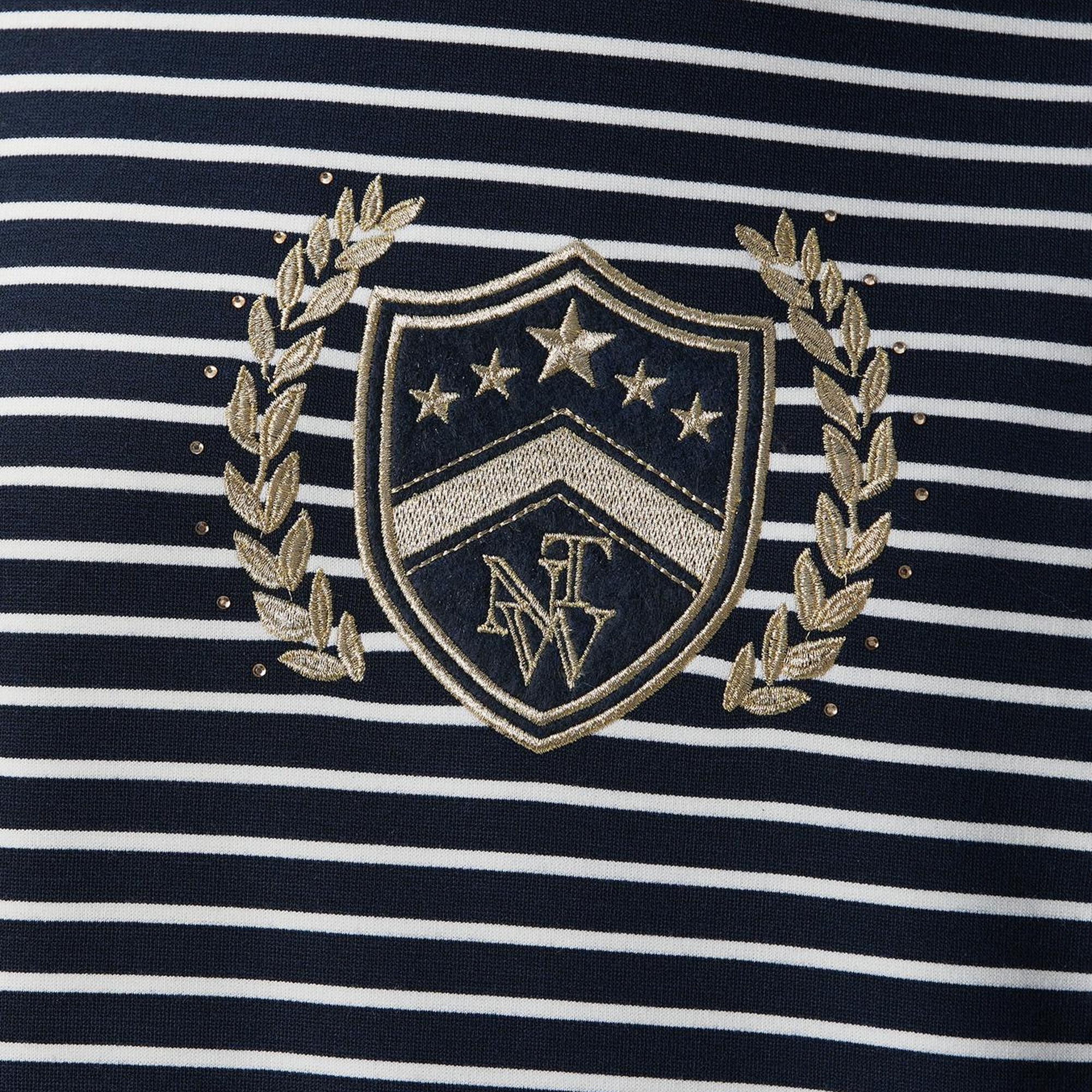 Network Kadın Lacivert Beyaz Dokuma Garnili Sweatshirt