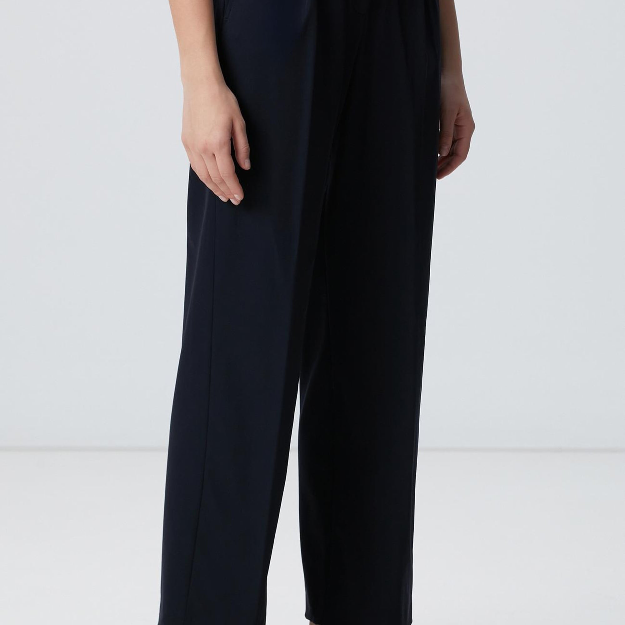 Network Kadın Lacivert Geniş Paça Basic Pantolon