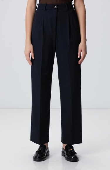  Network Kadın Lacivert Geniş Paça Basic Pantolon