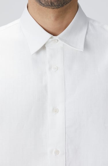  Network Erkek Beyaz Keten Karışımlı Gömlek