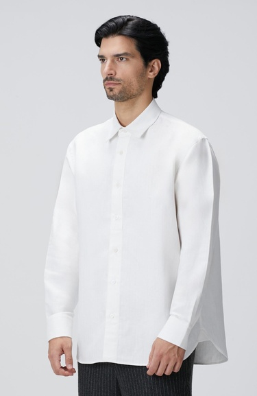  Network Erkek Beyaz Keten Karışımlı Gömlek