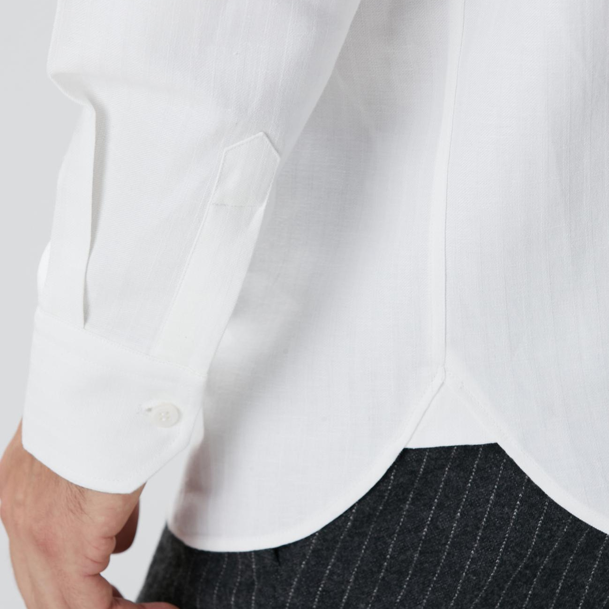 Network Erkek Beyaz Keten Karışımlı Gömlek