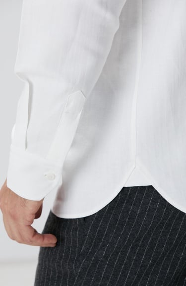  Network Erkek Beyaz Keten Karışımlı Gömlek