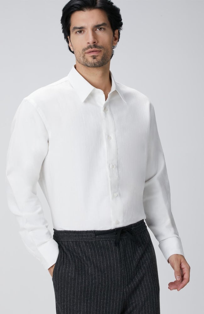  Network Erkek Beyaz Keten Karışımlı Gömlek