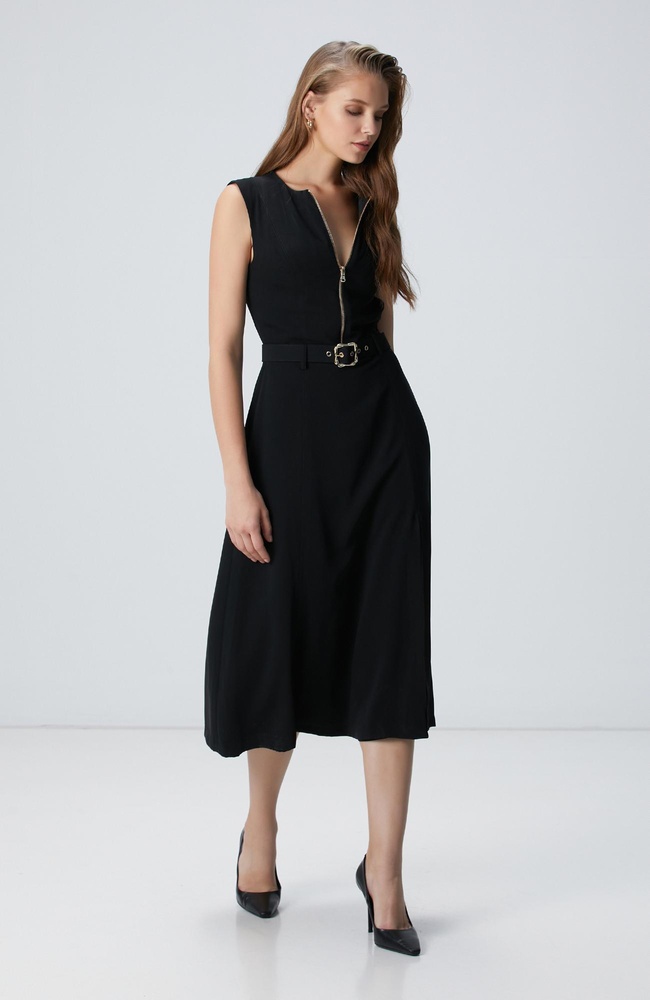  Network Kadın Siyah Midi Elbise