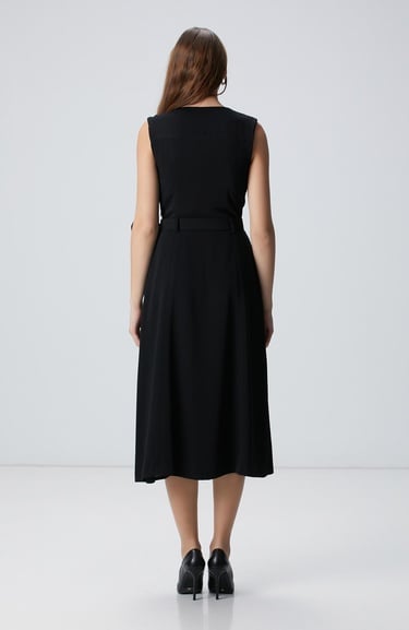  Network Kadın Siyah Midi Elbise