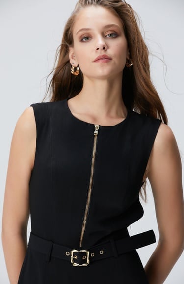  Network Kadın Siyah Midi Elbise