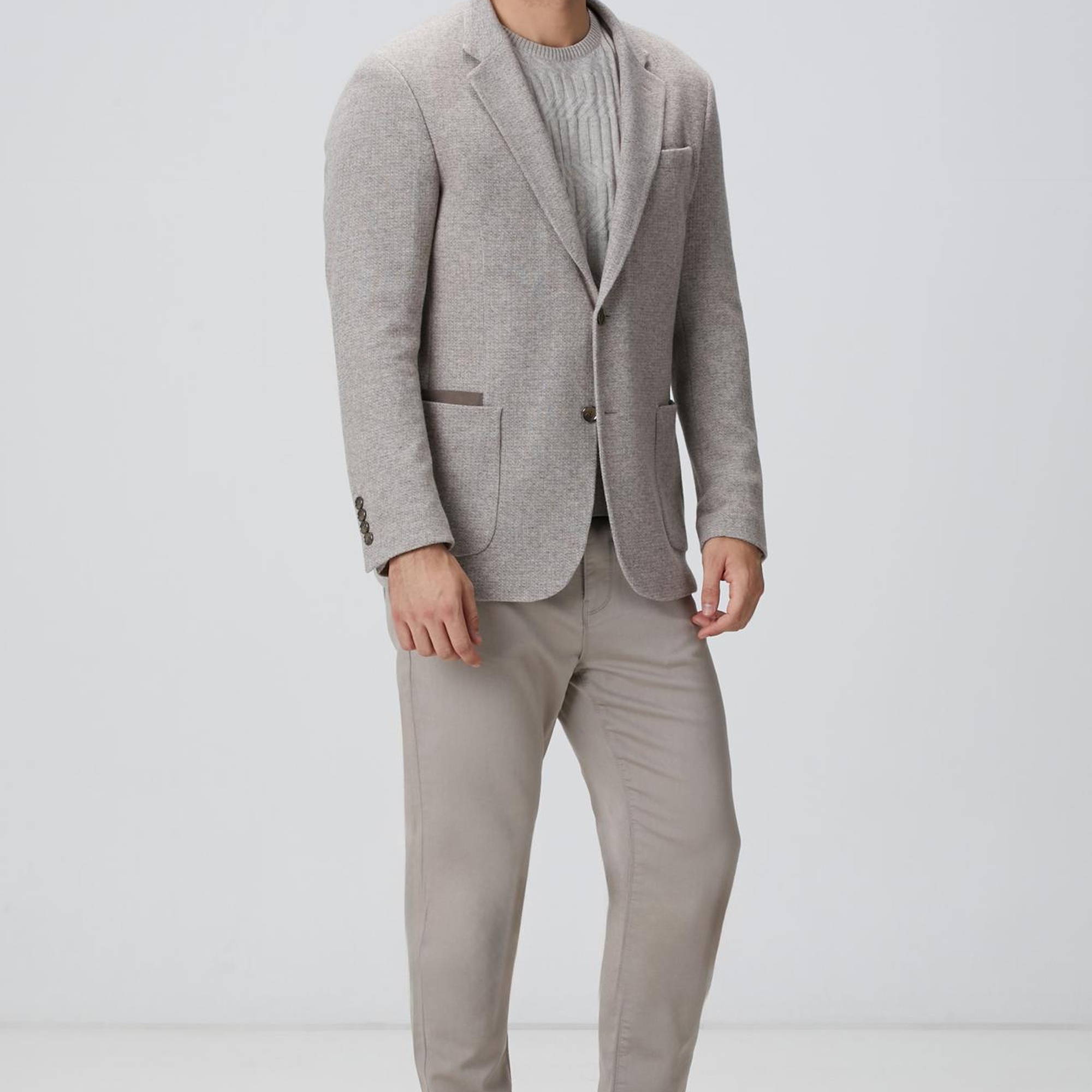 Network Erkek Bej Melanj Yün Karışımlı Ceket