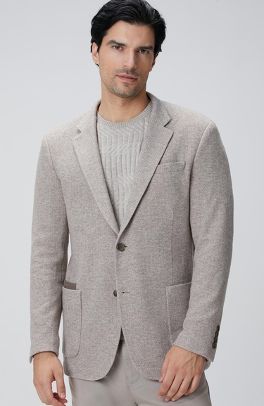  Network Erkek Bej Melanj Yün Karışımlı Ceket