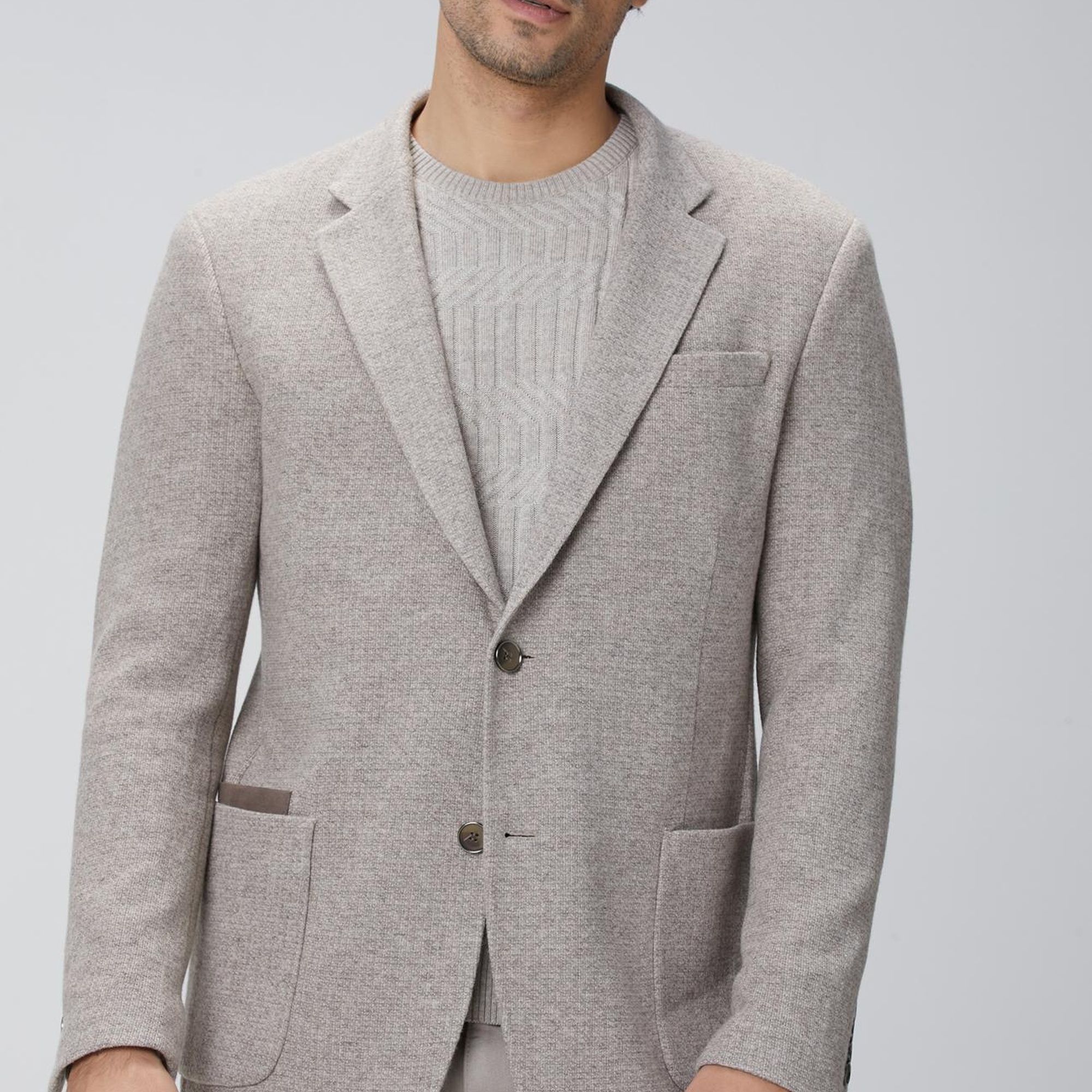 Network Erkek Bej Melanj Yün Karışımlı Ceket