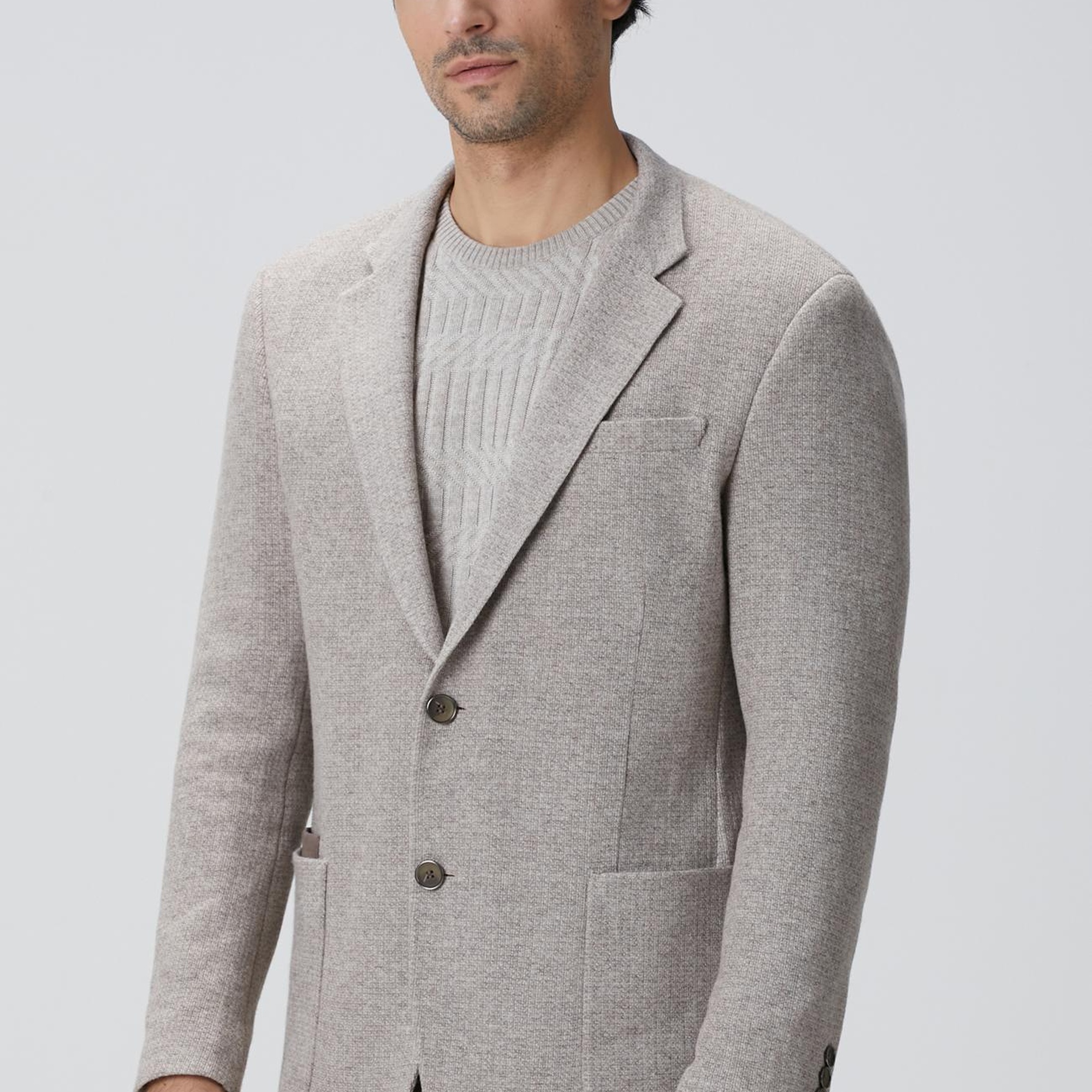 Network Erkek Bej Melanj Yün Karışımlı Ceket