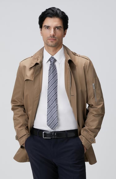  Network Erkek Vizon Trenchcoat