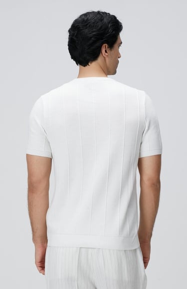  Network Erkek Beyaz Jakarlı Triko Kazak