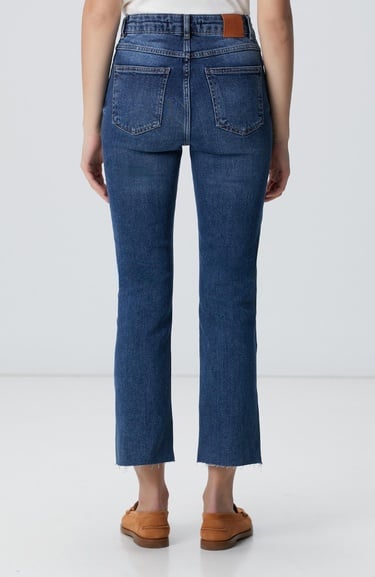  Network Kadın İndigo Kesik Paça Denim Pantolon