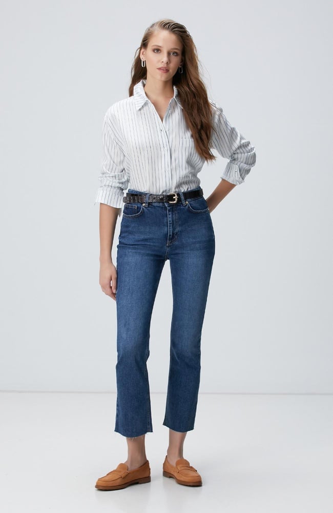  Network Kadın İndigo Kesik Paça Denim Pantolon