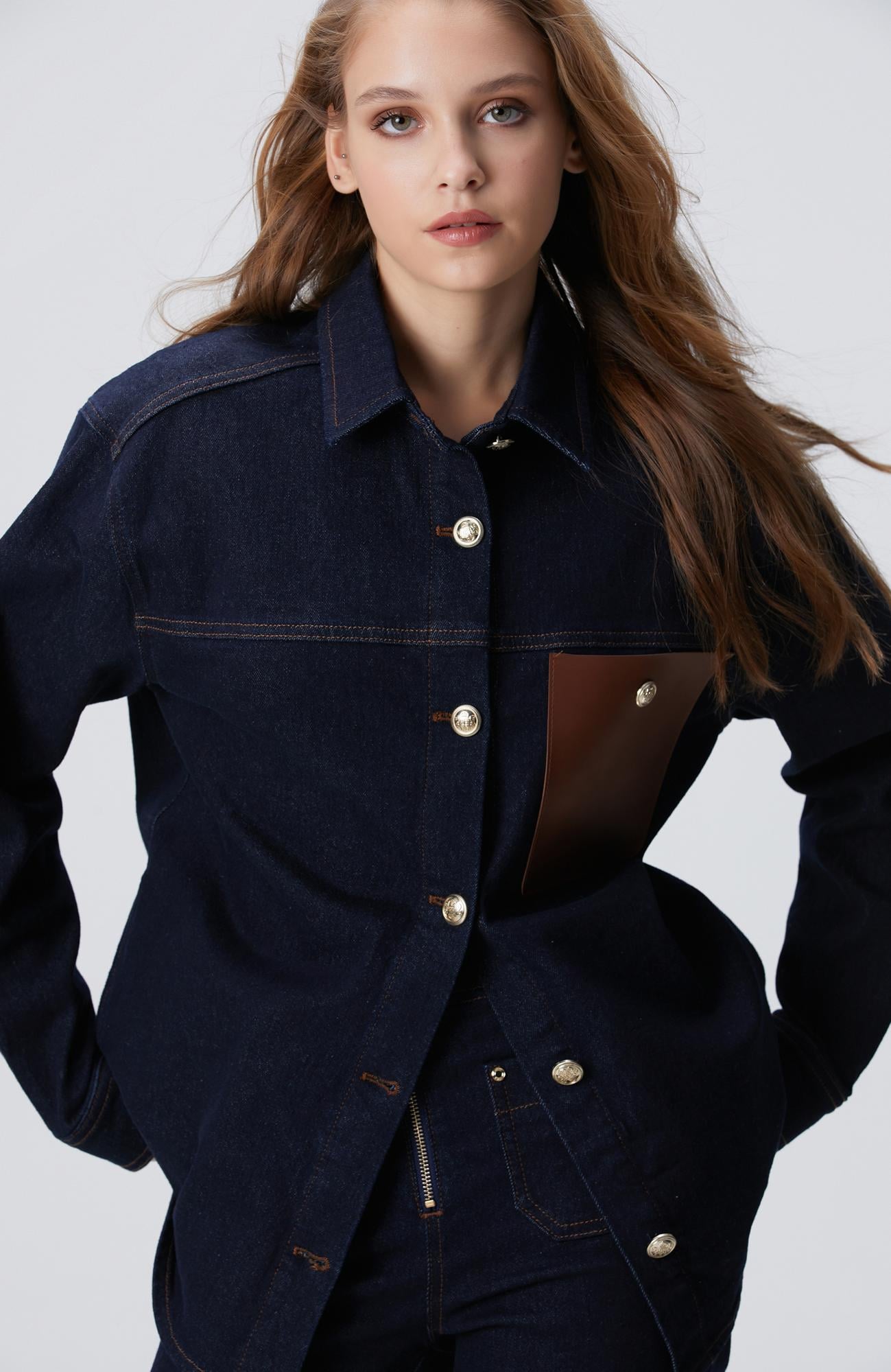  Network Kadın Mavi Denim Gömlek