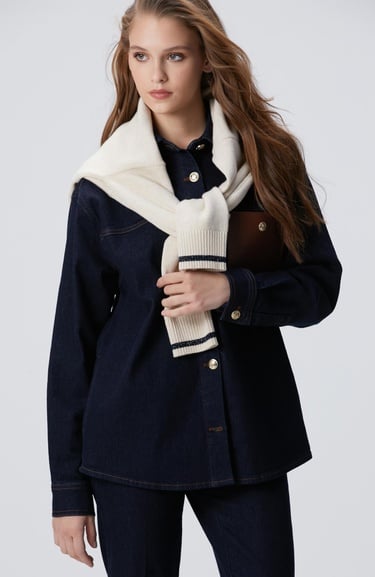  Network Kadın Mavi Denim Gömlek