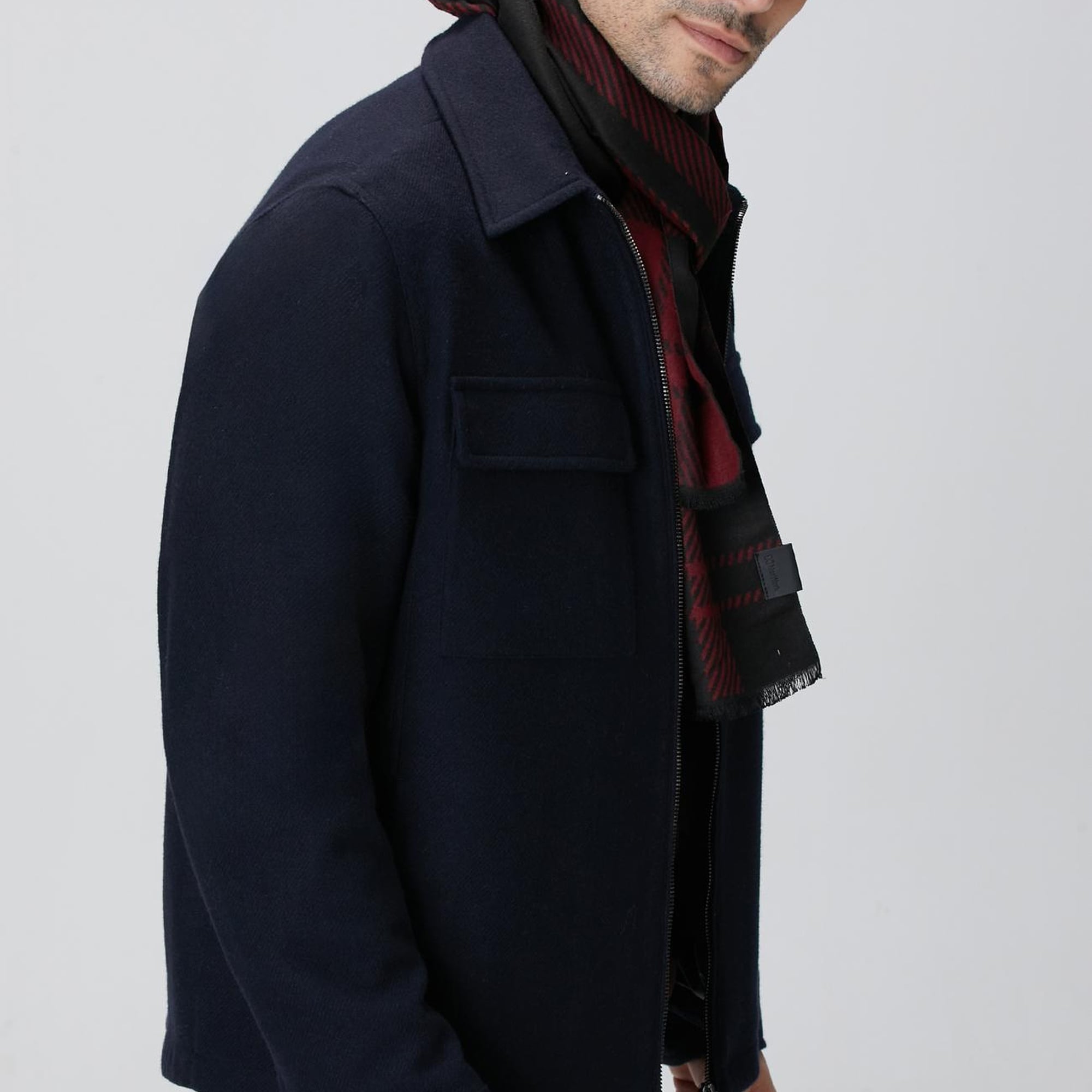 Network Erkek Lacivert Yün Karışımlı Dış Gömlek