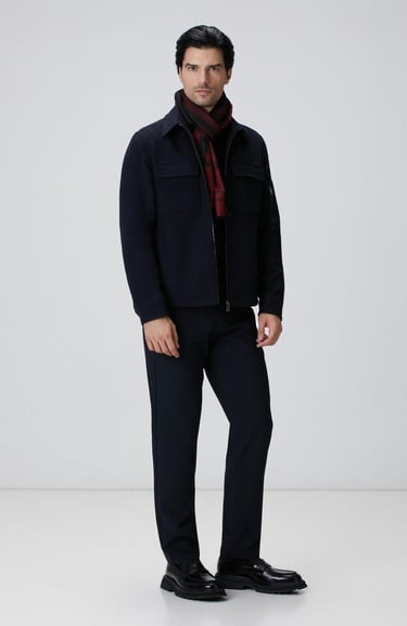  Network Erkek Lacivert Yün Karışımlı Dış Gömlek