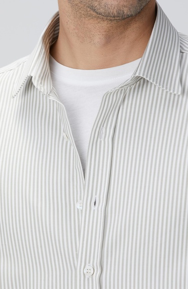  Network Erkek Bej Çizgi Desenli Gömlek