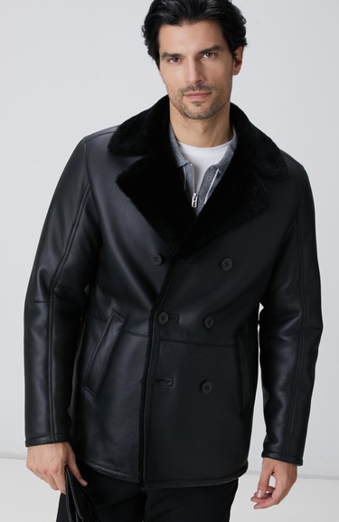  Network Erkek Siyah Deri Kaban