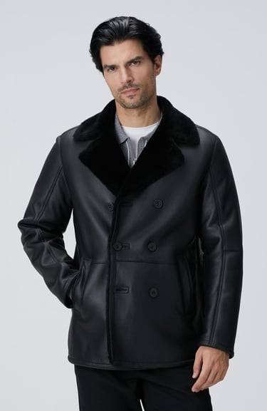  Network Erkek Siyah Deri Kaban