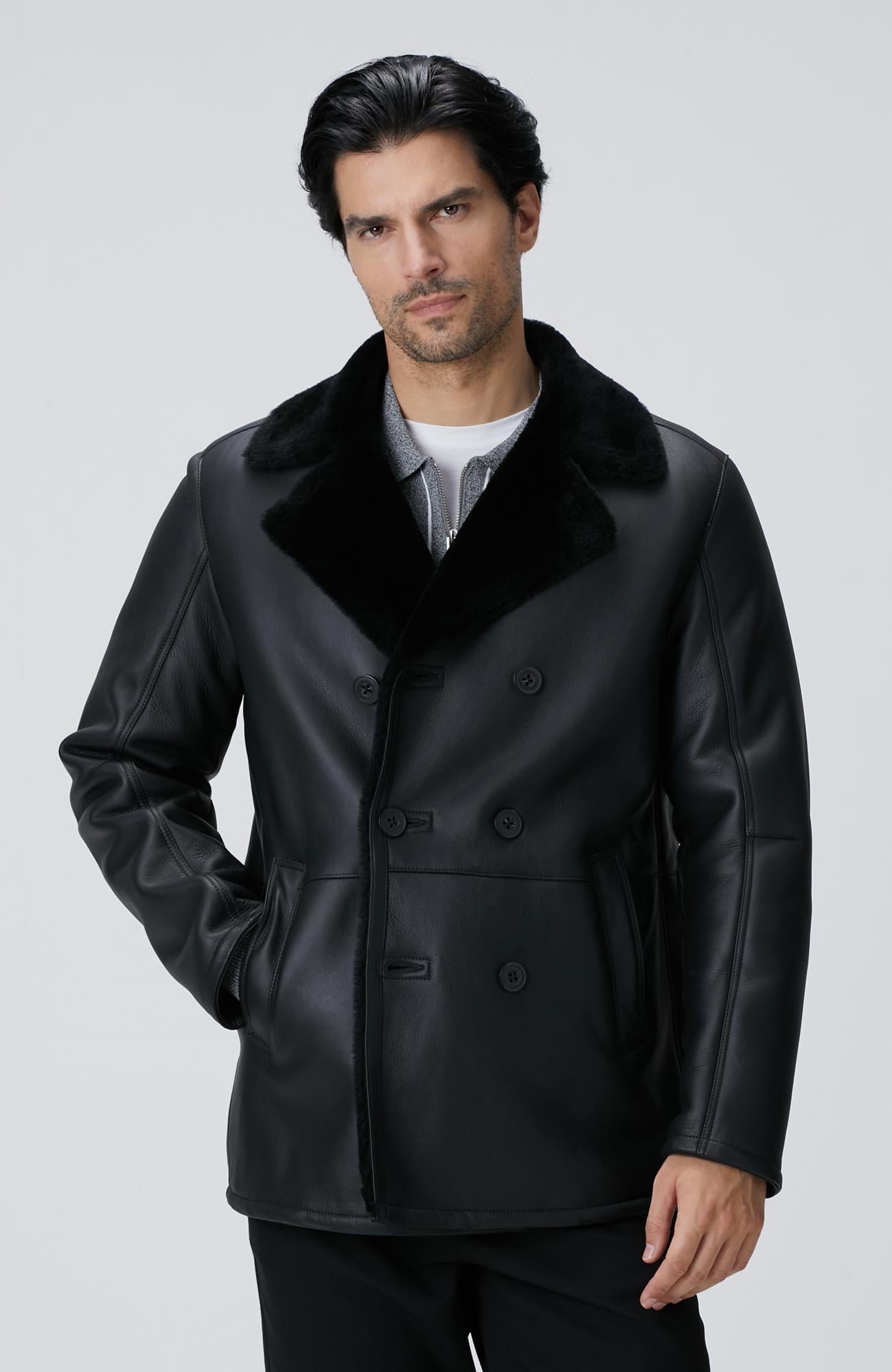  Network Erkek Siyah Deri Kaban