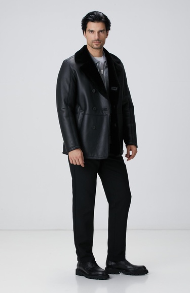  Network Erkek Siyah Deri Kaban