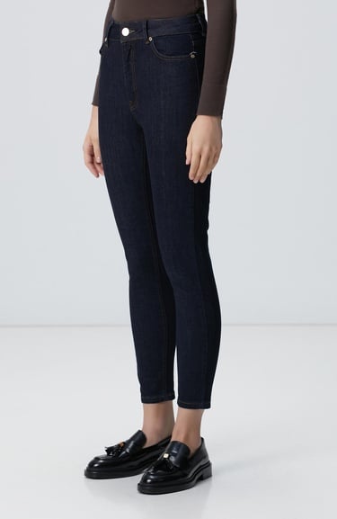  Network Kadın Lacivert Skinny Fit Dar Paça Raw Denim Pantolon