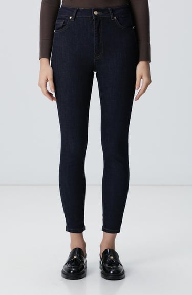  Network Kadın Lacivert Skinny Fit Dar Paça Raw Denim Pantolon