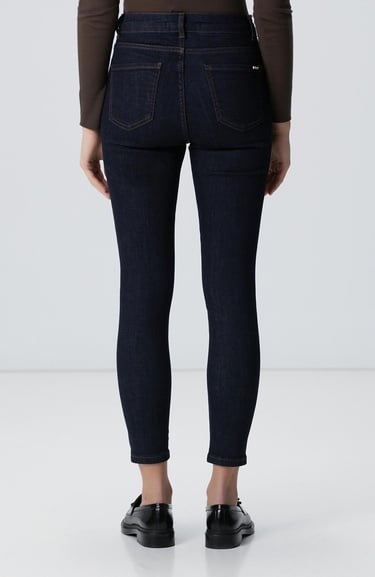  Network Kadın Lacivert Skinny Fit Dar Paça Raw Denim Pantolon