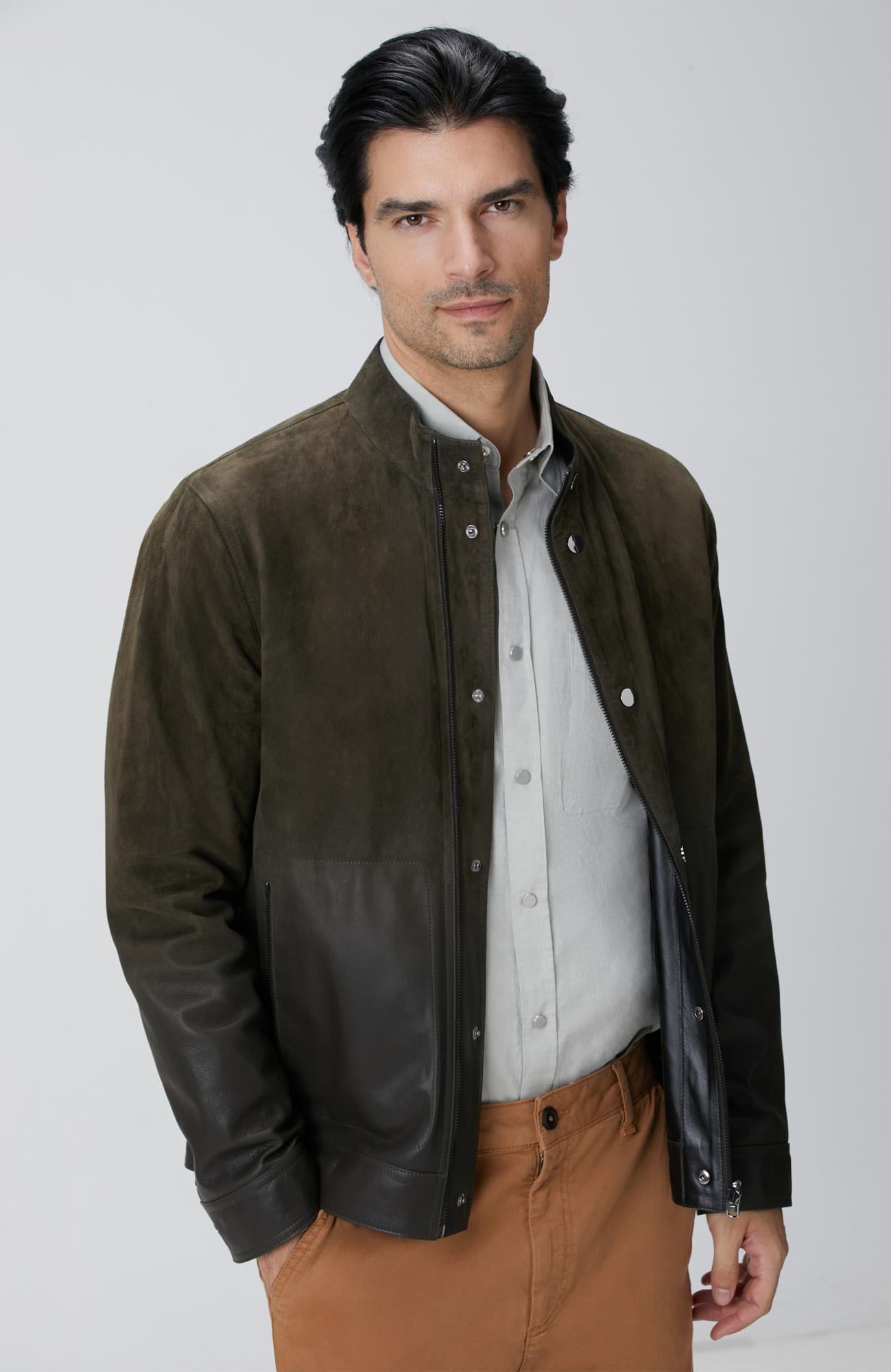  Network Erkek Haki Çift Taraflı Deri Mont