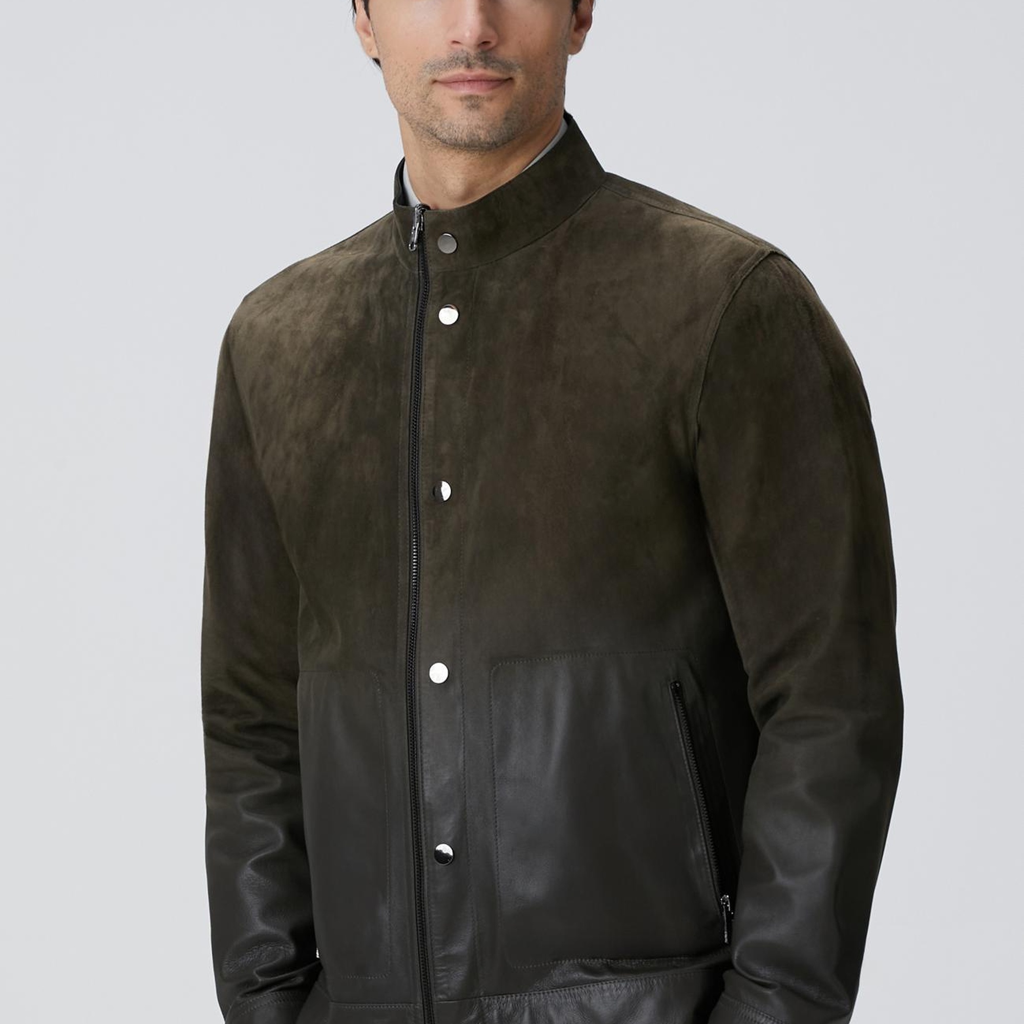 Network Erkek Haki Çift Taraflı Deri Mont