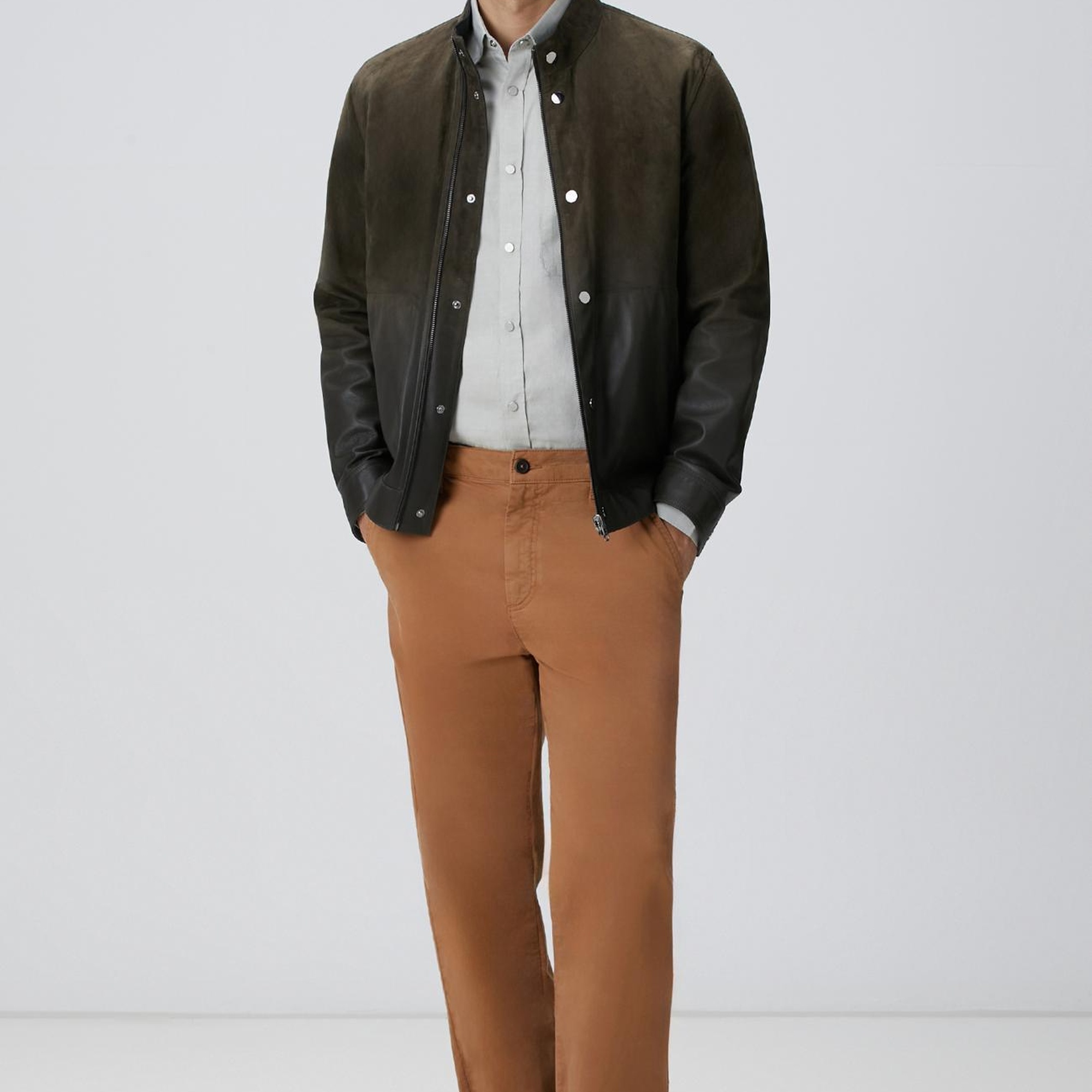 Network Erkek Haki Çift Taraflı Deri Mont