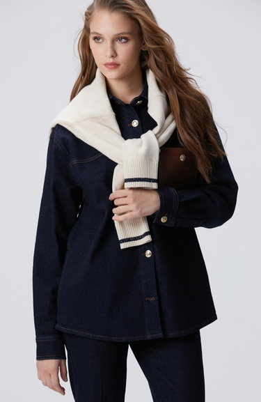  Network Kadın Mavi Denim Gömlek