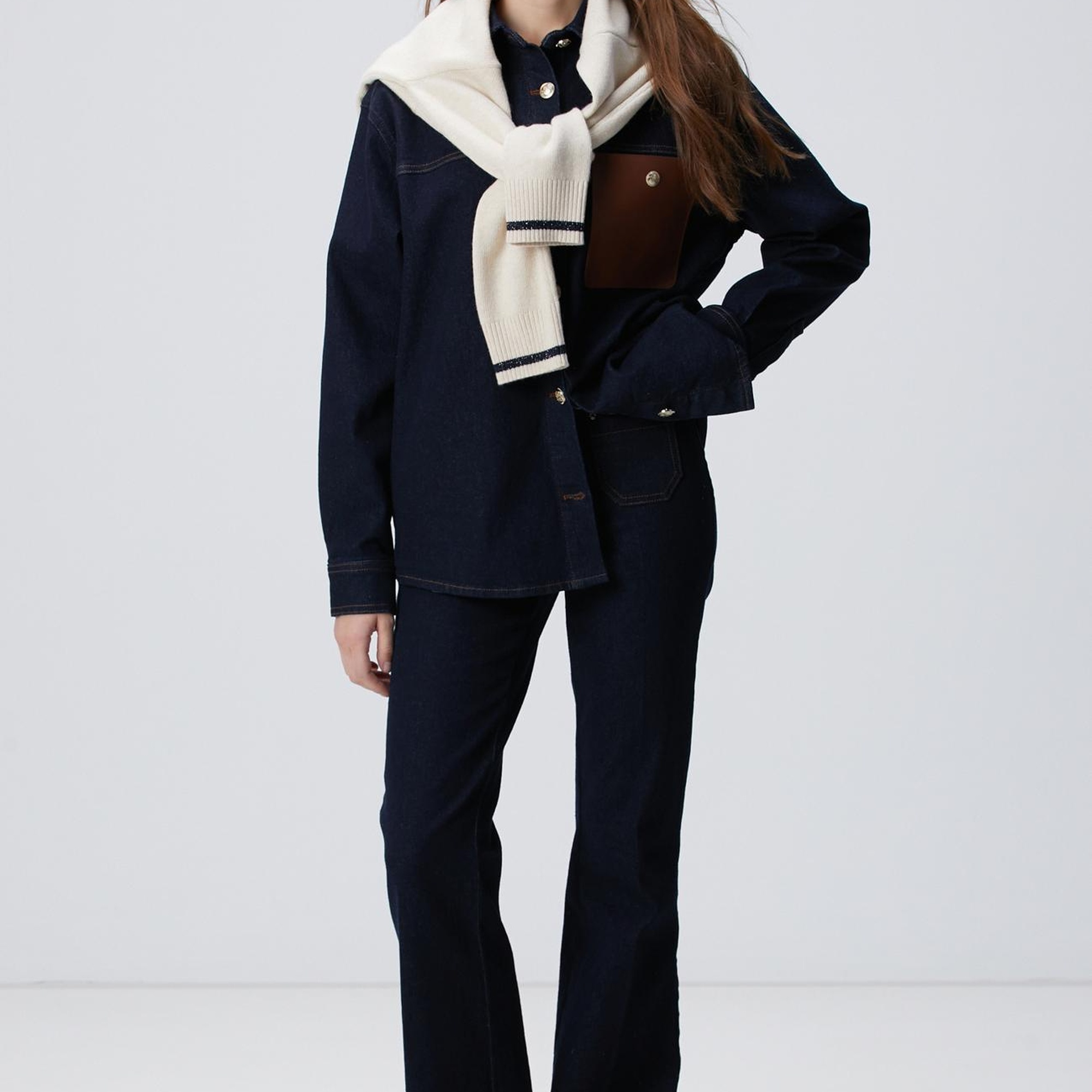 Network Kadın Mavi Denim Gömlek