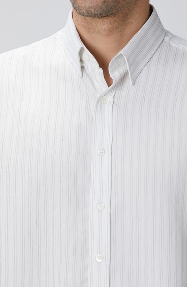  Network Erkek Beyaz Çizgili Gömlek