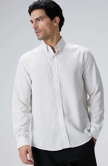  Network Erkek Beyaz Çizgili Gömlek