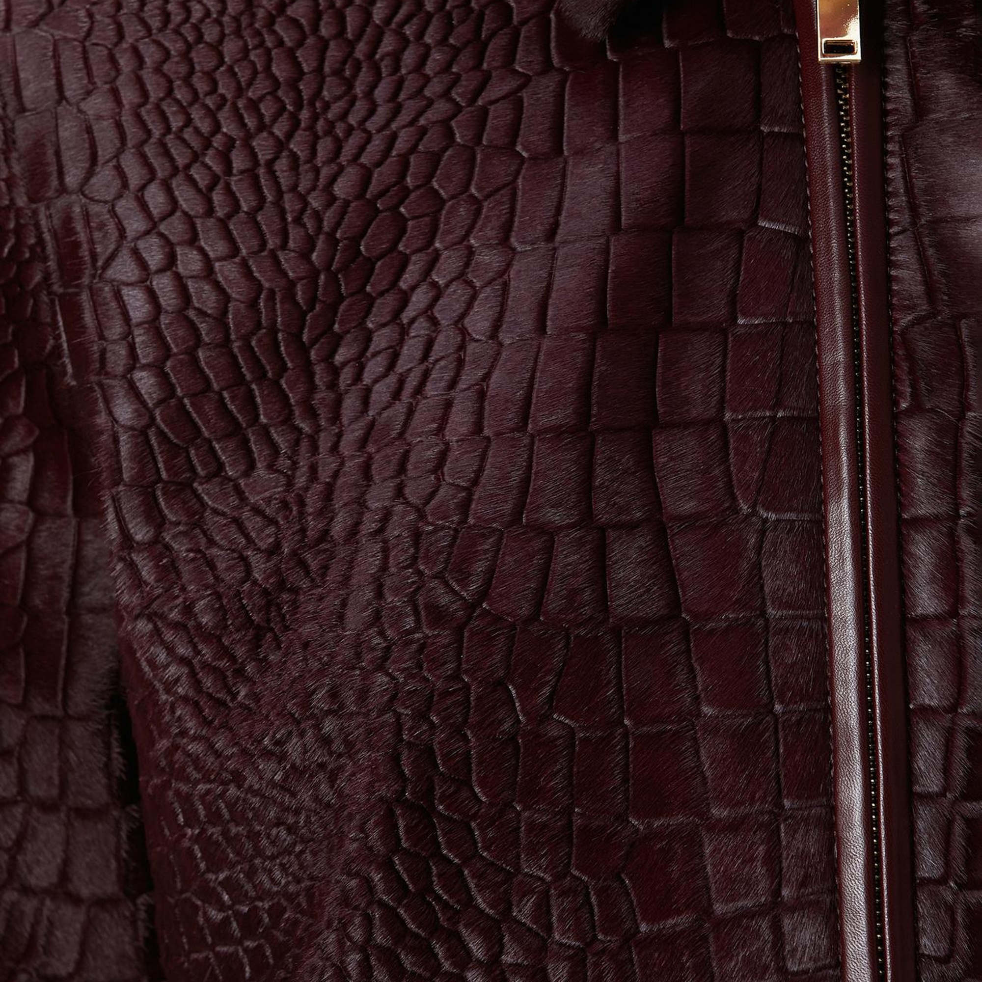 Network Kadın Vişne Limited Kroko Desenli Deri Mont