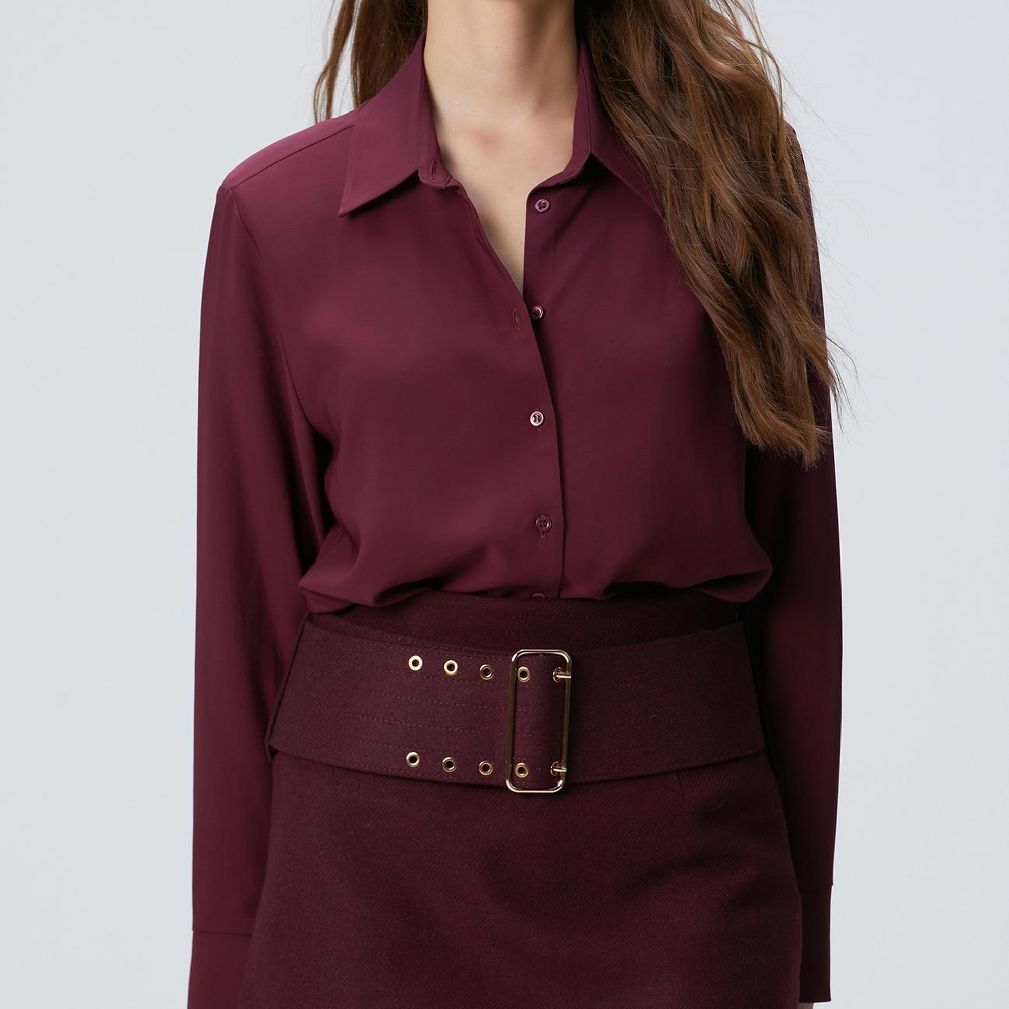 Network Kadın Vişne Vatkalı Gömlek