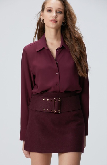  Network Kadın Vişne Vatkalı Gömlek