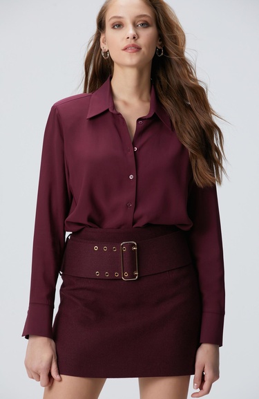  Network Kadın Vişne Vatkalı Gömlek