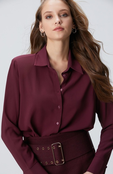  Network Kadın Vişne Vatkalı Gömlek