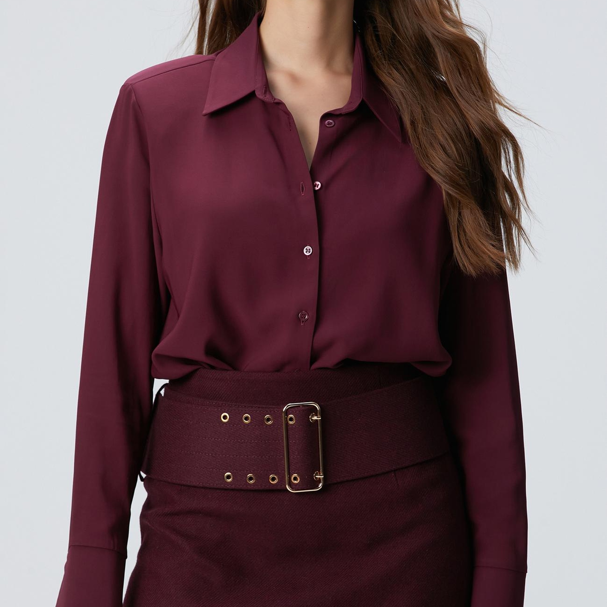 Network Kadın Vişne Vatkalı Gömlek