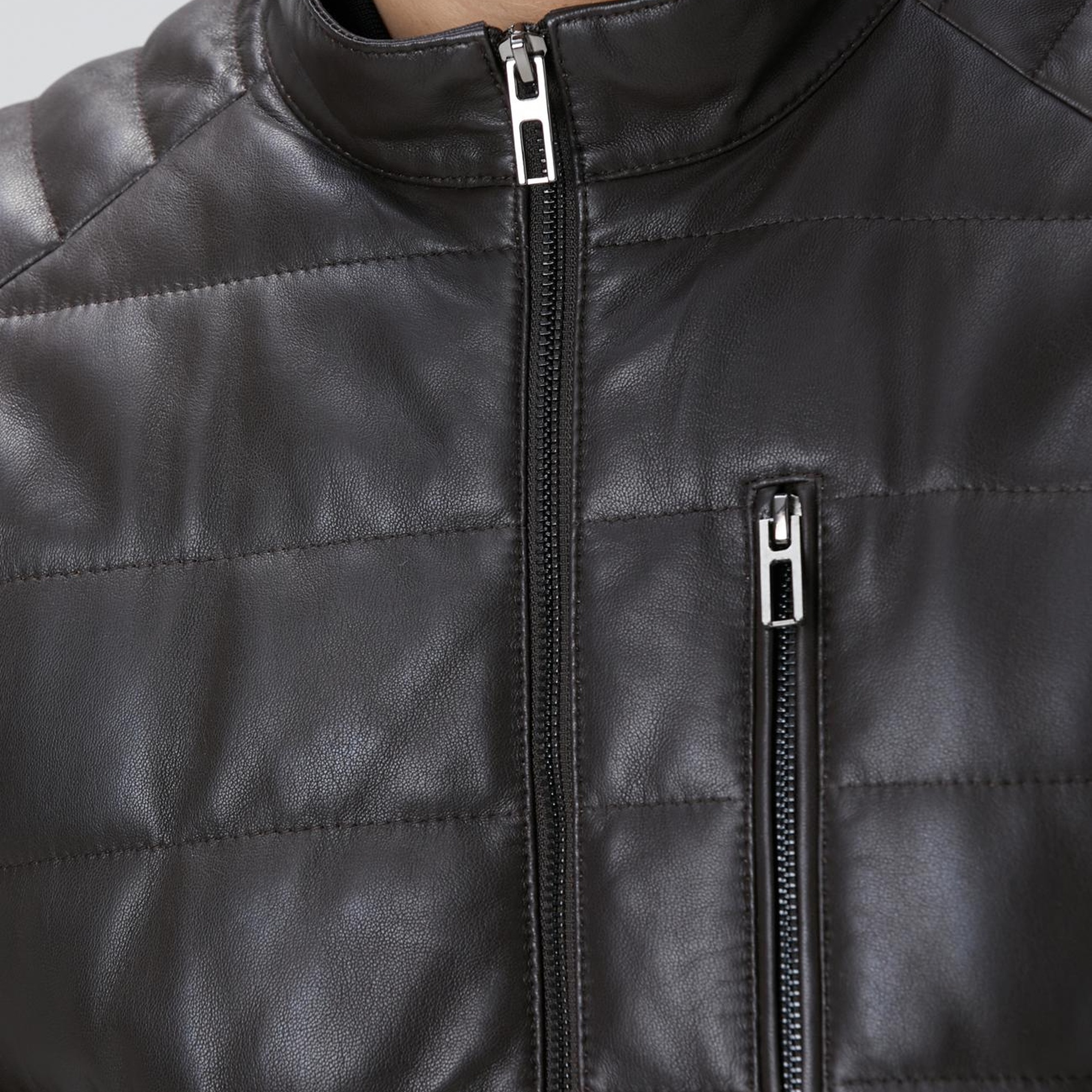 Network Erkek Kahverengi Dik Yaka Deri Mont